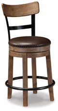 Signature Design by Ashley Pinnadel 24.25 Modern Farmhouse Swivel Counter Height Barstool, Light Brown