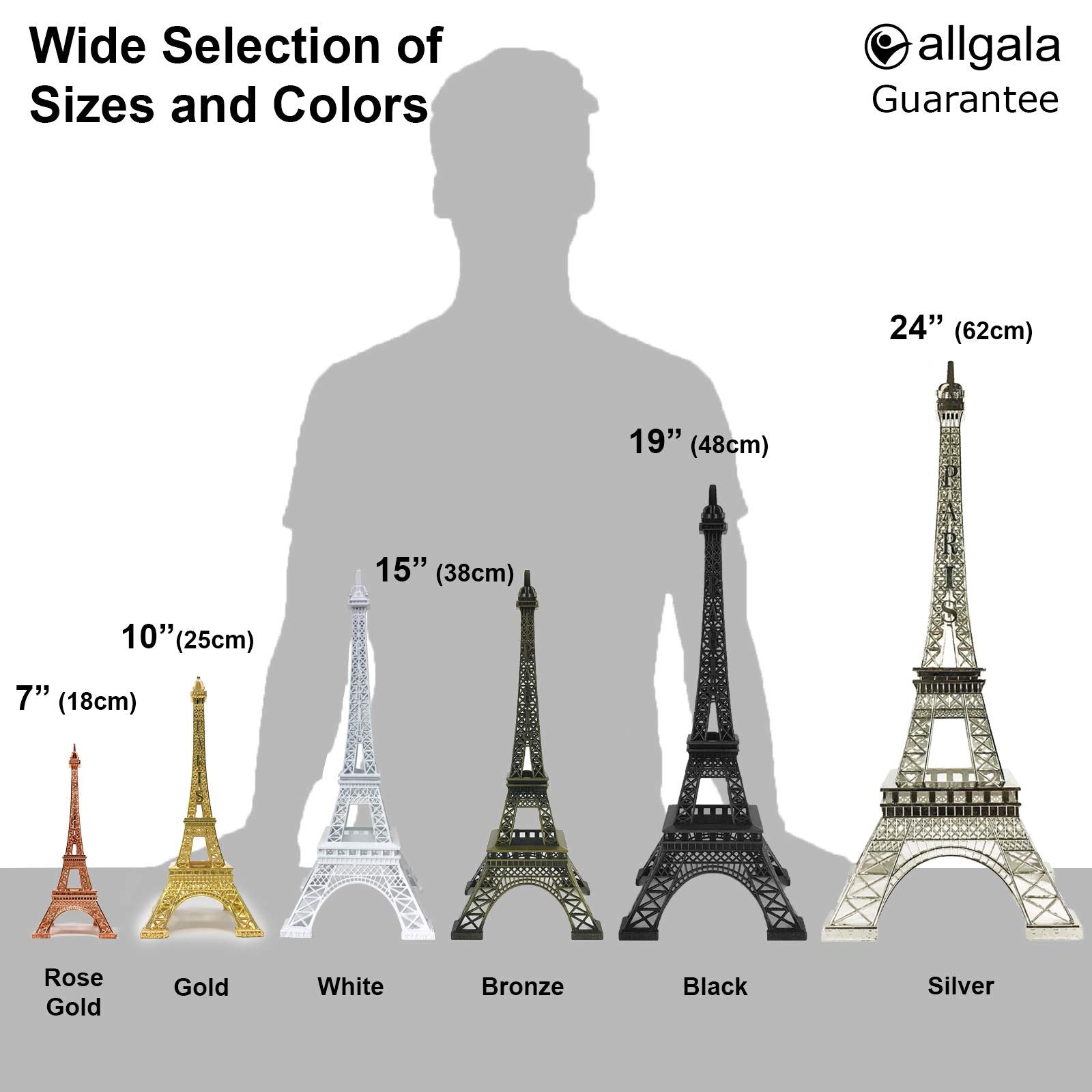 Allgala 15'' Eiffel Tower Statue Decor Alloy Metal, Black