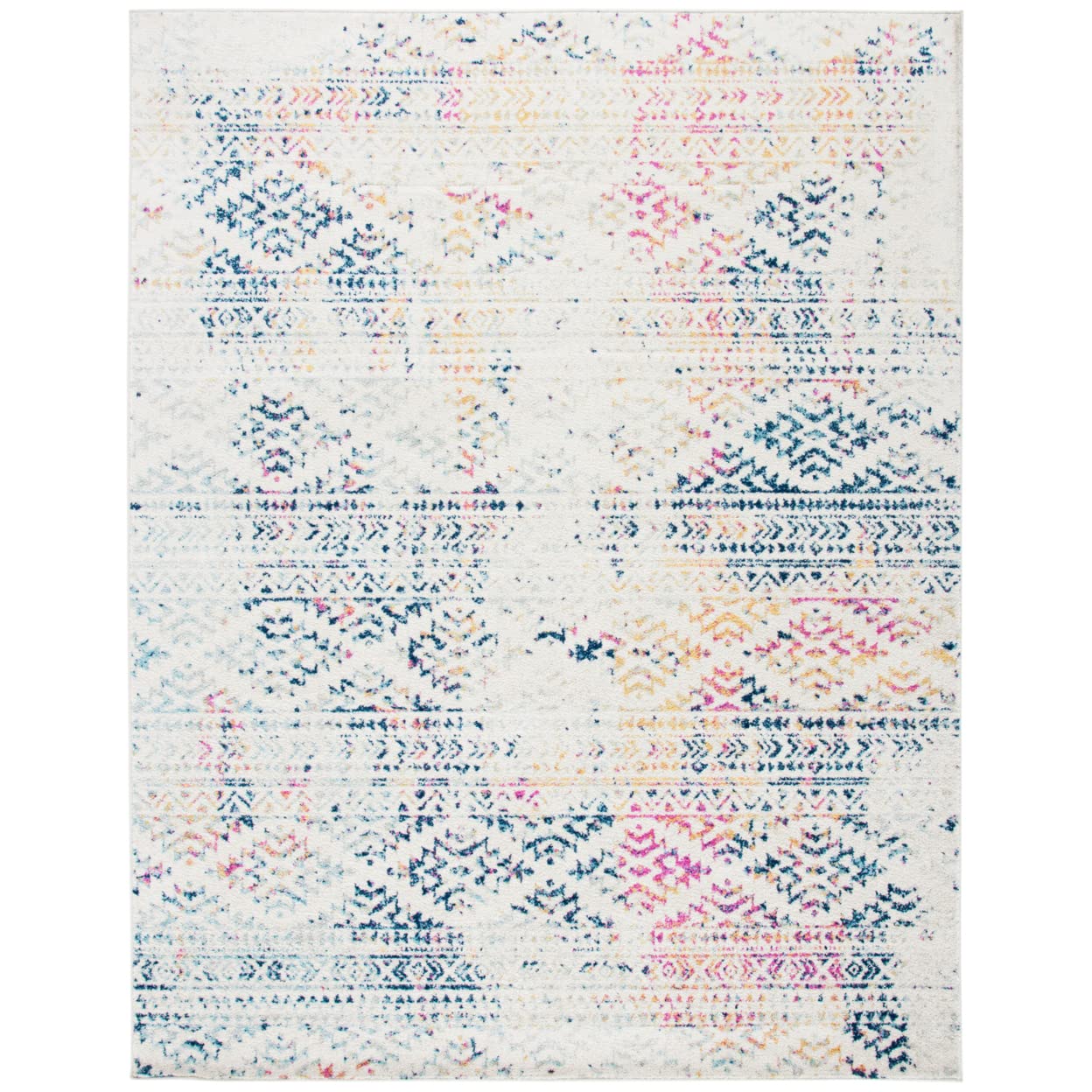 SAFAVIEH Tulum Collection X-Large Area Rug - 12 x 15, Ivory & Blue, Moroccan Boho Tribal Design, Non-Shedding & Easy Care, Ide