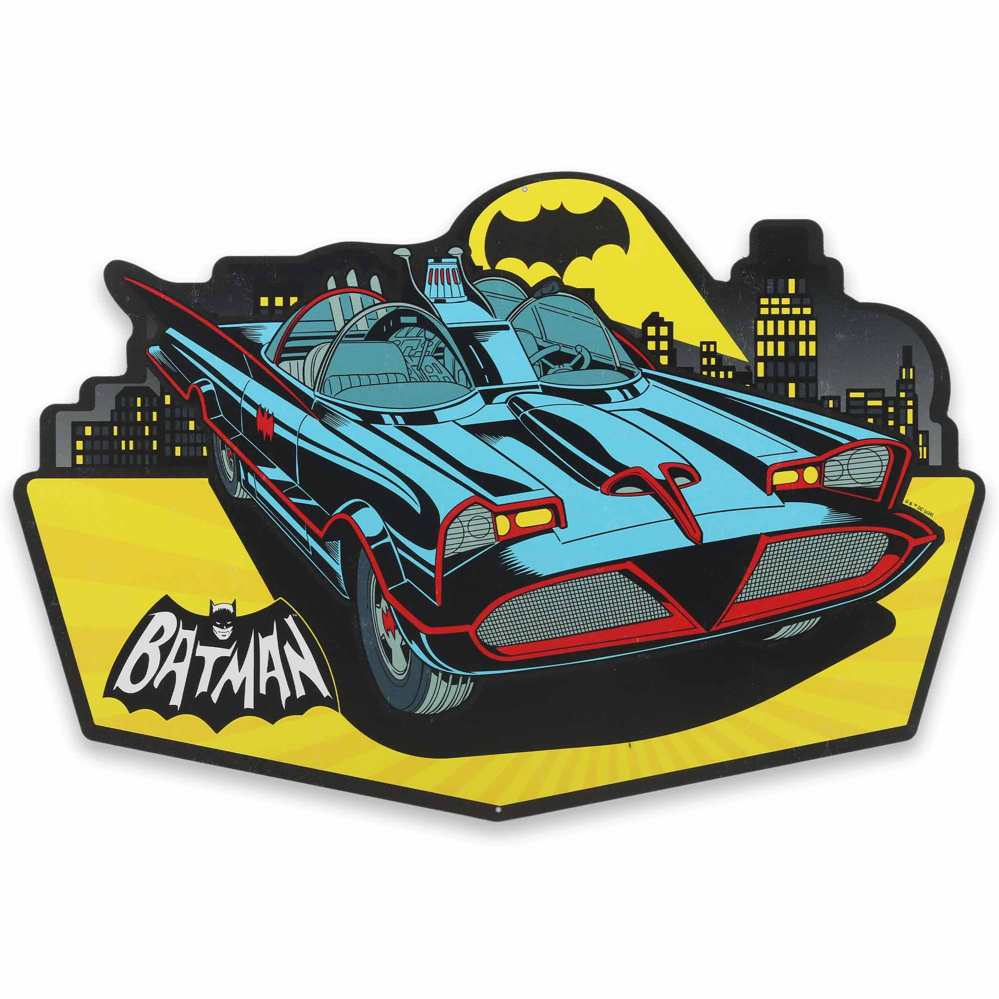DC Comics Batman Batmobile Metal Sign - Large Vintage Batmobile Wall Art for Man Cave, Bedroom or Movie Room