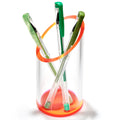 Officegoods Acrylic Pen & Pencil Holder - Modern Cylinder Design - Beautiful Desk Organizer For Home Or Office - Contrasting Bas