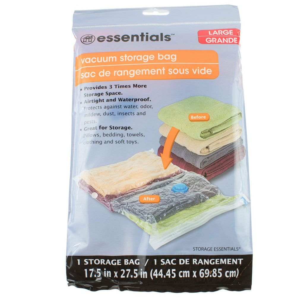 ESSENTIALS Large Vacuum Storage Bag Space Saver Clear 17.5 in x 27.5 in