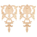 SUPERFINDINGS 2PCS Carved Wood Appliques Onlays Wooden Decal Corner Frame 7.5x4.6inch Unpainted Wooden Onlay Wood Carving Appliq