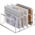 Sanrui Acrylic Desk Organizer, 5 Compartments Mail Organizer,Small File Holders Letter Organizer,Clear Office Organization,Multi