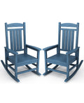 KINGYES HDPE Patio Rocking Chair Set of 2, Outdoor Rocking Chairs Porch Rocker for Adults, Navy