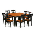 East West Furniture PFLG9-BCH-W 9 Piece Dining Set Includes a Square Dining Room Table with Butterfly Leaf and 8 Kitchen Chairs, 54x54 Inch, Black & Cherry