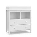 Storkcraft Alpine 2 Drawer Changing Table Chest (White) - Attached Changing Table Topper Fits Any Standard-Size Baby Changing Pa