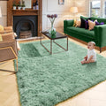 Sage Green Fluffy Living Room Rugs, Furry Area Rug 5x8 for Bedroom, Shag Rug for Kids Room, Living Room Decor, Fuzzy Carpet for 