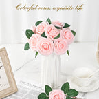 Bleum Cade 36Pcs Artificial Flowers Fake Roses With Stems, Pink Boxed Foam Roses For Diy Bouquets Centerpieces Wedding Party Arr