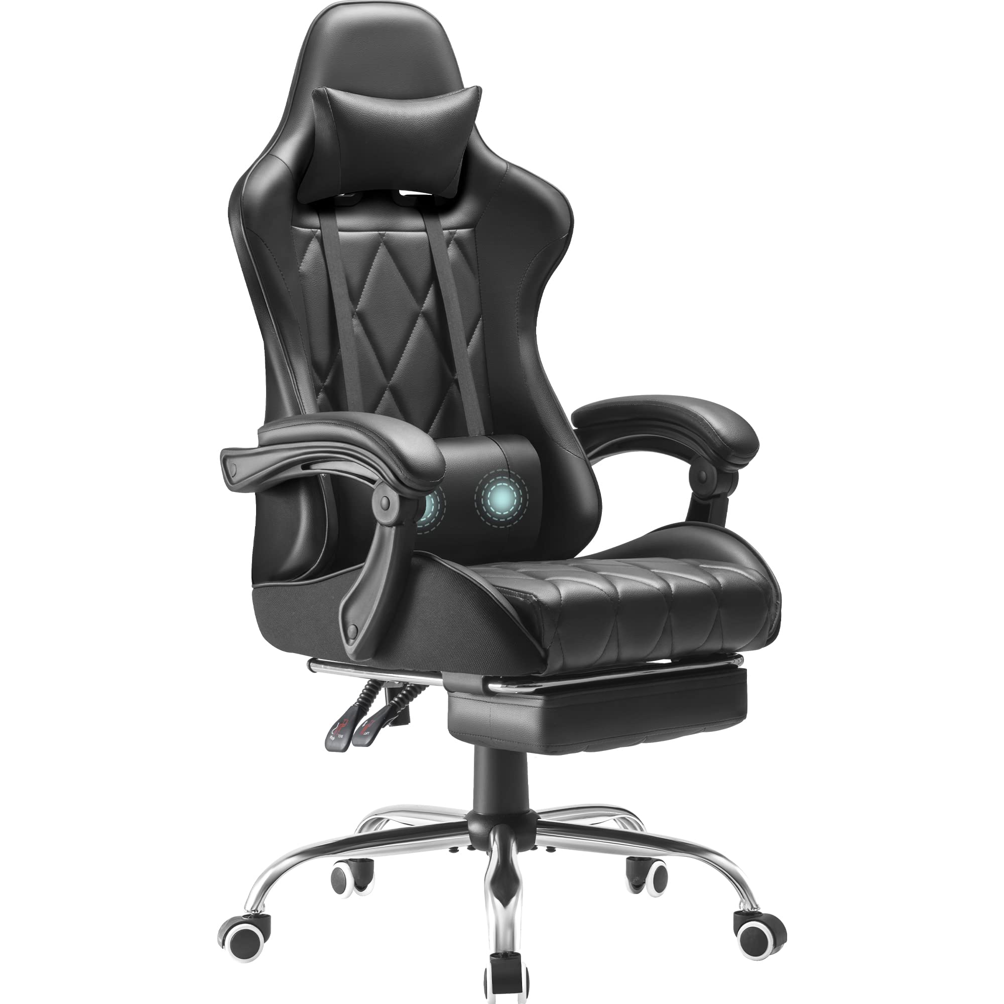 Homall Gaming Chair, Computer Chair With Footrest And Massage Lumbar Support, Ergonomic High Back Video Game Chair With Swivel Seat And Headrest (Red)