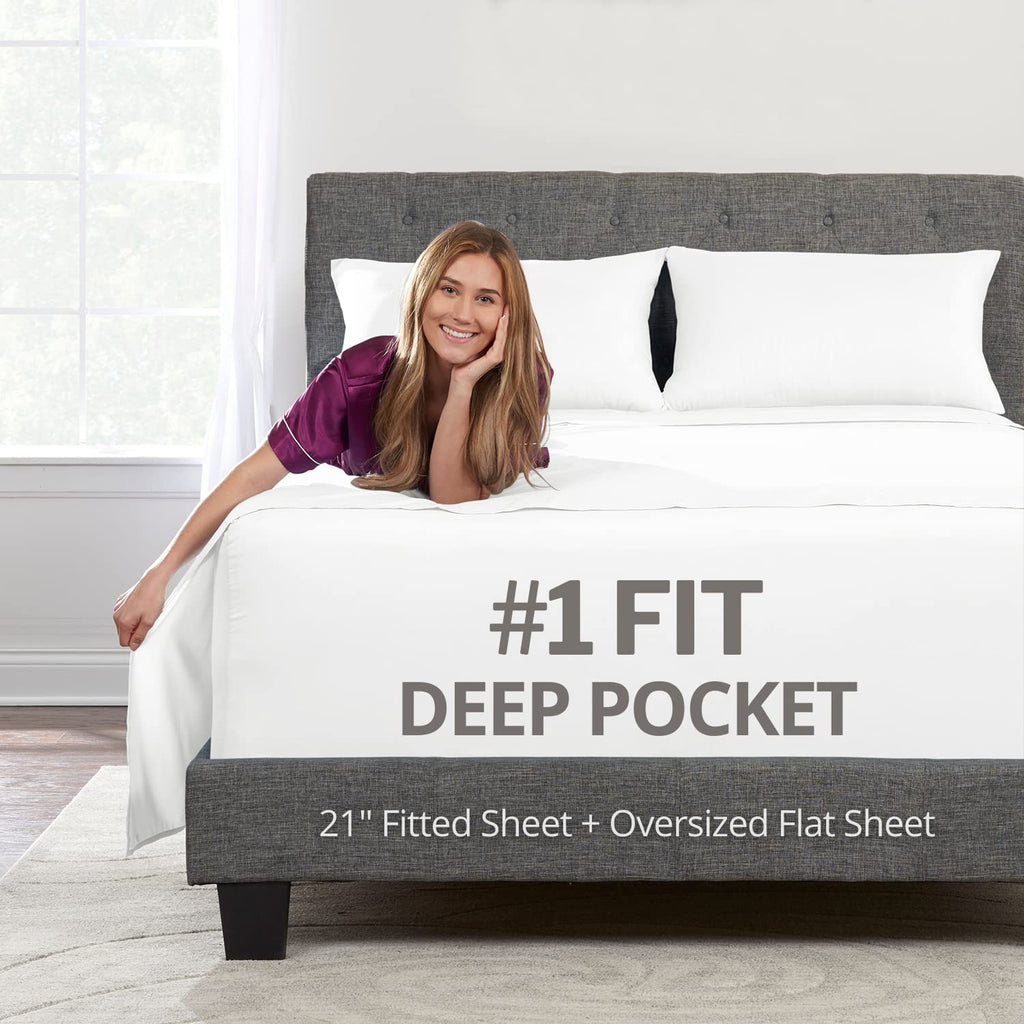 Extra Deep Pocket Full Bed-Sheets - 4-Piece Includes: 18   -21    Inch Super Extra Deep Pocket Fitted Sheet - Oversize Flat Shee