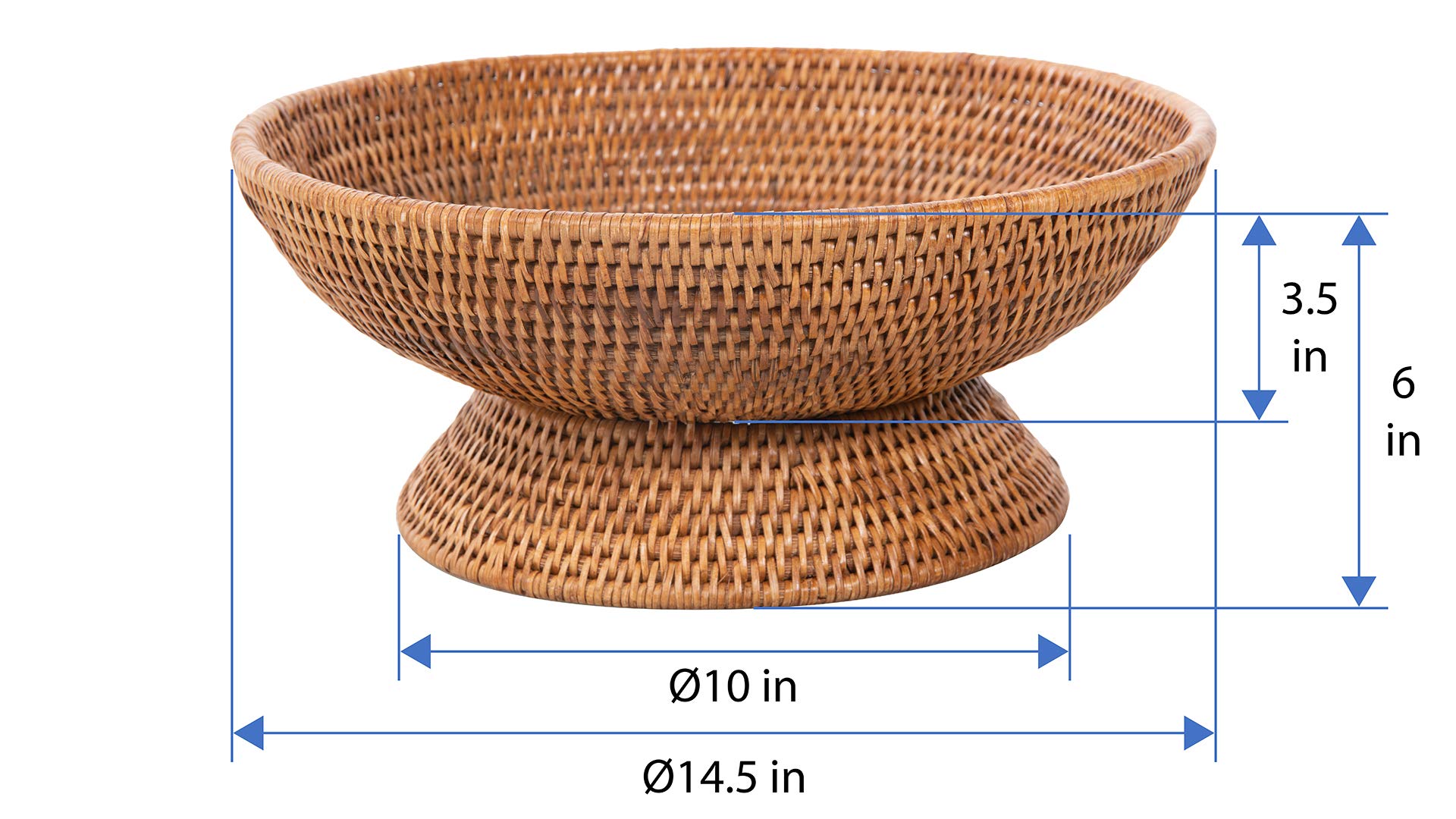 Kouboo La Jolla Rattan Fruit Bowl, Large, Honey-Brown