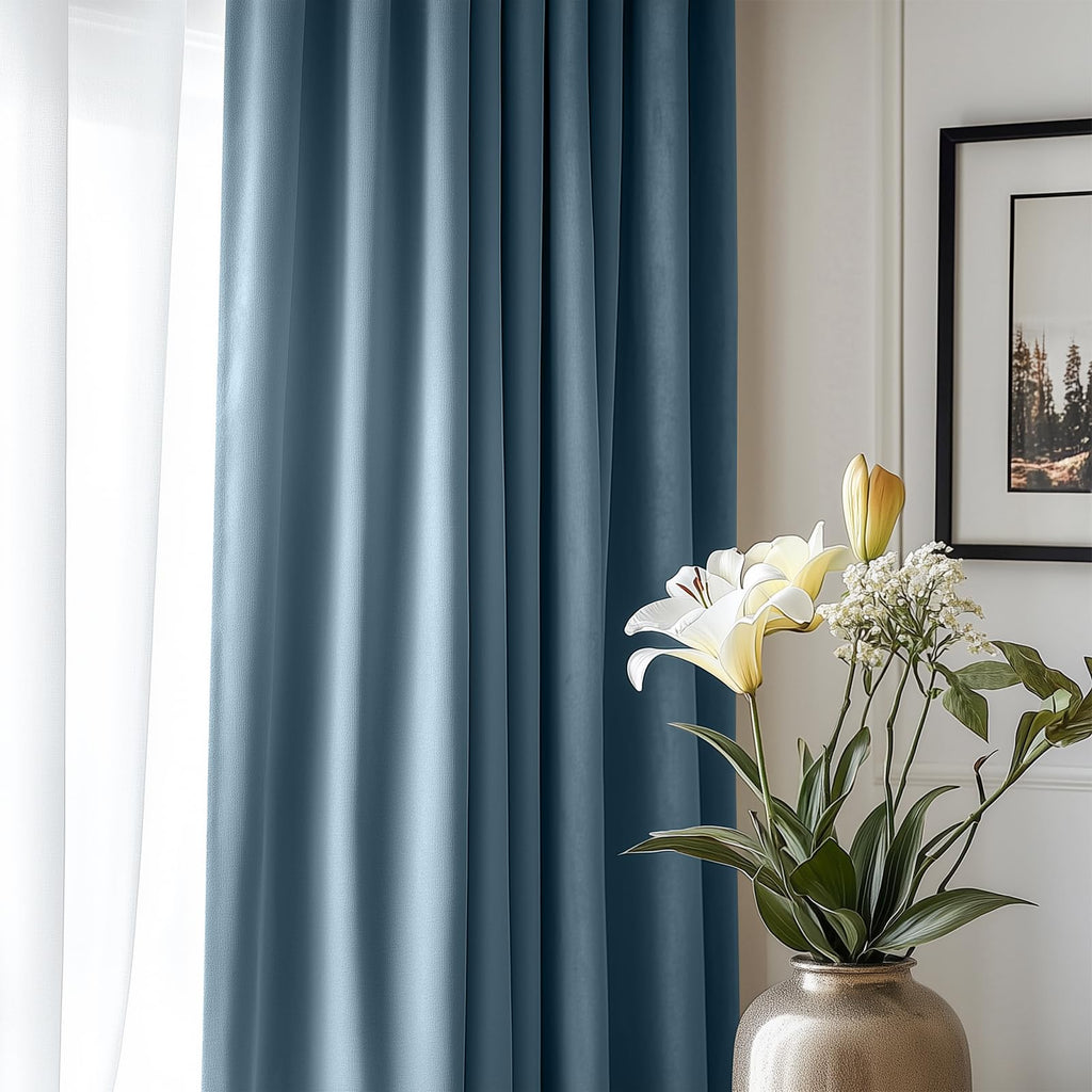 Lazzzy Blue Velvet Curtains Room Darkening Curtains 120 Inch Long Window Drapes For Bedroom Living Room Luxury Window Treatment 2 Panels Rod Pocket, W42 X L120