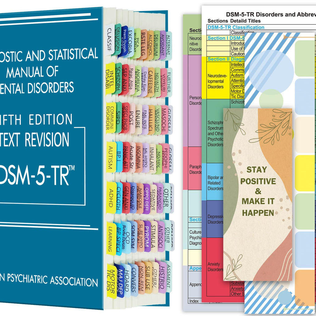 Generic Index Tabs for DSM-5-TR | Color-Coded, Laminated, Waterproof | Includes 18 Blank Tabs & Alignment Guide | Model: mut-6