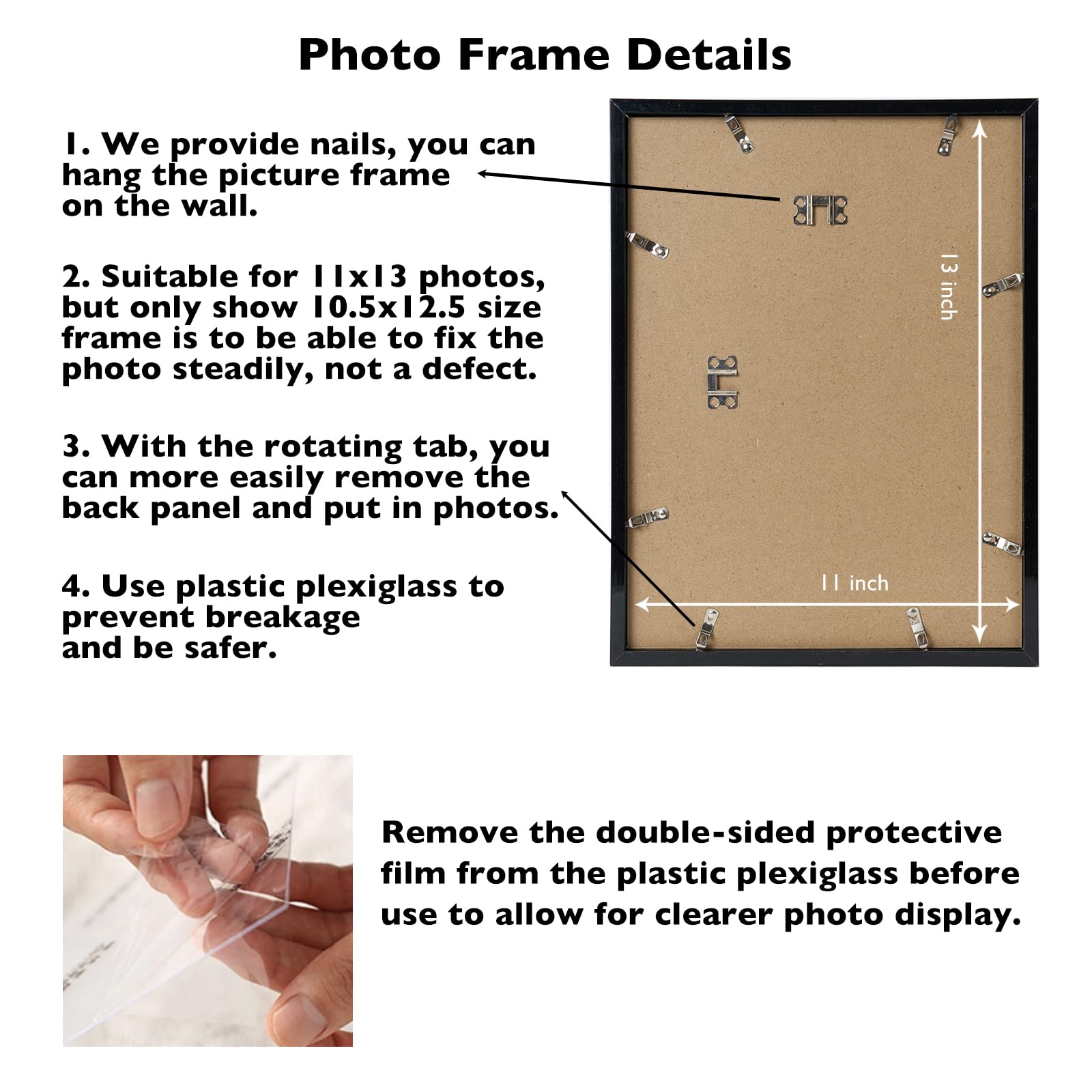 Jcjmy 11X13 Black Picture Frame Set Of 3, Horizontal And Vertical Formats For Wall Hanging, 11 X 13 Wall Gallery Poster Photo Fr