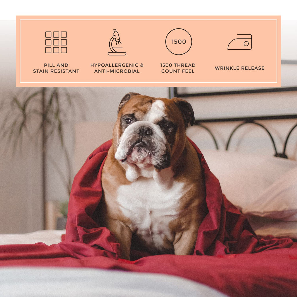 Peachskinsheets Deep Crimson Red Sheet Set - 1500Tc Level Of Softness - Extra Soft Cooling Sheets For Hot Sleepers And Night Swe