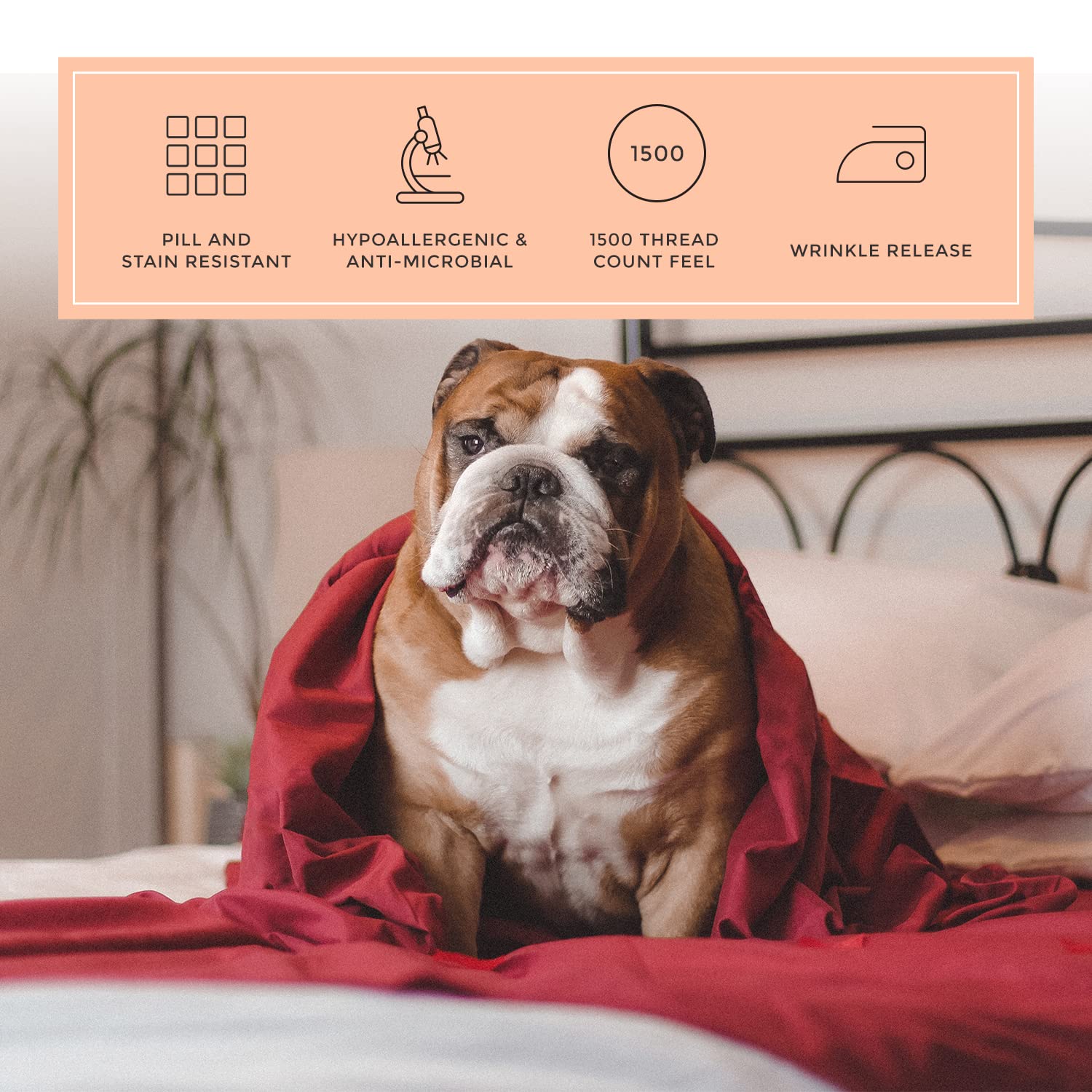 Peachskinsheets Deep Crimson Red Sheet Set - 1500Tc Level Of Softness - Extra Soft Cooling Sheets For Hot Sleepers And Night Swe