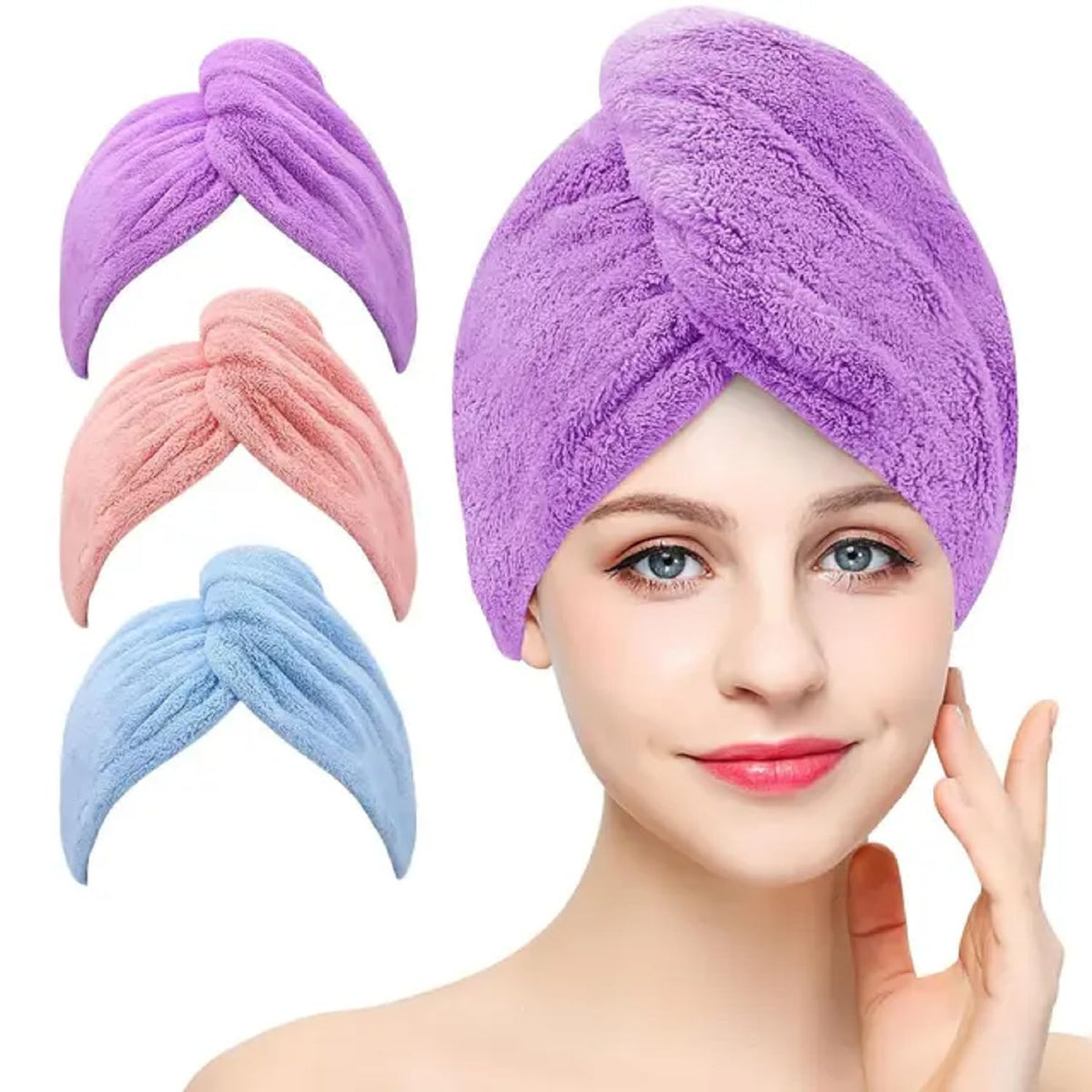 Khillayox Microfiber Womens Multi Pattern Hair Towel Wrap 400 GSM, Absorbent Towel HairDrying Bathrobe Magic Hair Warp Towel S