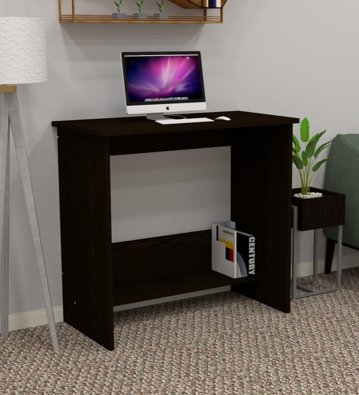 Furnesta Cornerrounded Writing & Computer Desk, Office Study Table, Rounded Corners, Chiyoda Wenge, Termiteproof Borerproof E