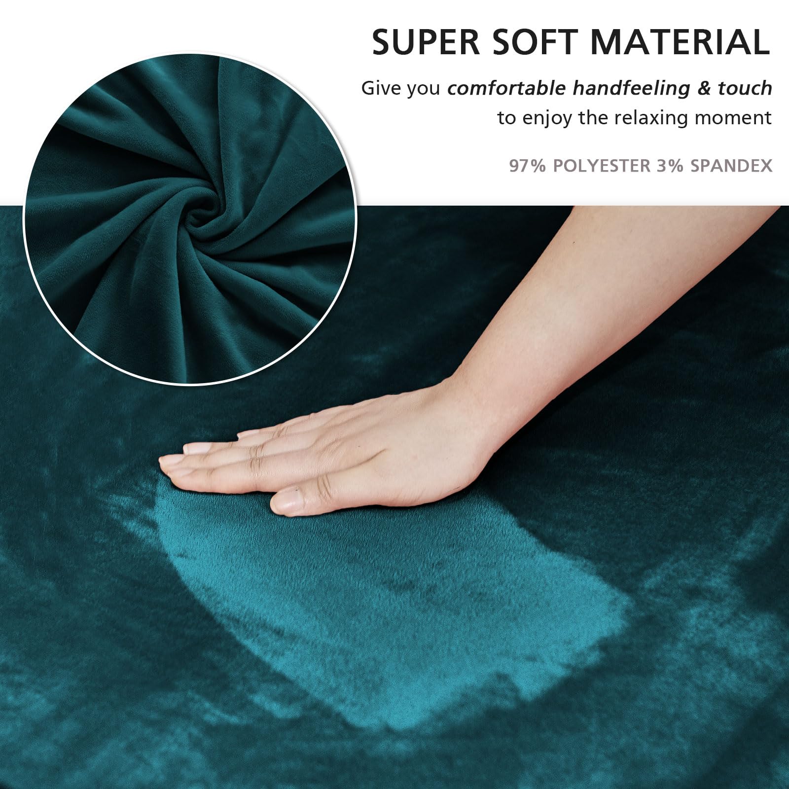 Niceec Sofa Cover Super Soft 1-Piece Dark Teal Sofa Slipcover For Sofas Stretch Universal Spandex Couch Covers For Living Room Easy Fit Washable Furniture Sofa Protector With Skirt
