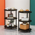 RISWER Small Round Side Table - 3-Tier Oval Accent Table for Small Spaces, Rustic Wood and Metal Couch End Table, Nightstand for