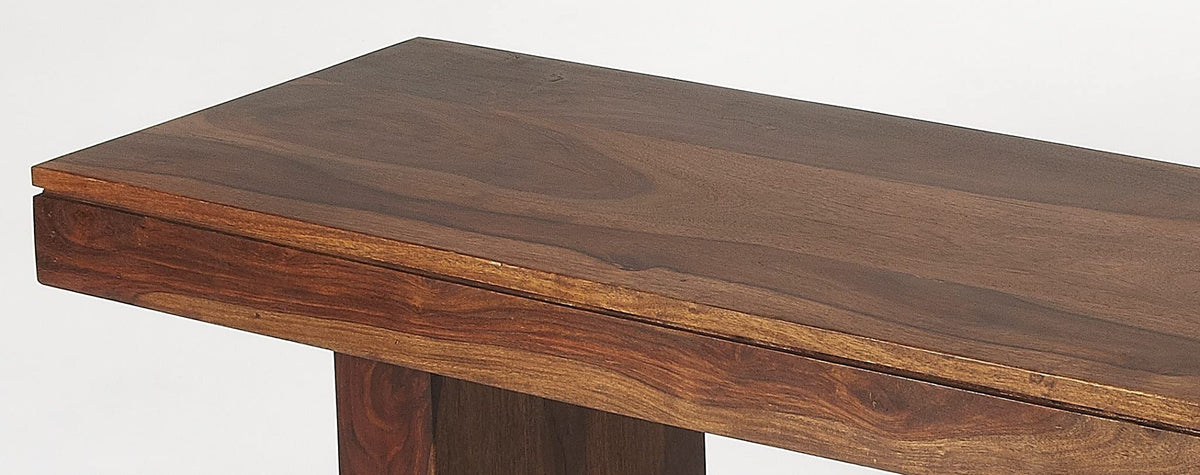 HomeRoots Dark Brown Sheesham Wood Solids Modern Chunky Solid Wood Bench