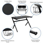 Flash Furniture Black Gaming Desk And Gray/Black Reclining Gaming Chair Set With Cup Holder, Headphone Hook & 2 Wire Management Holes