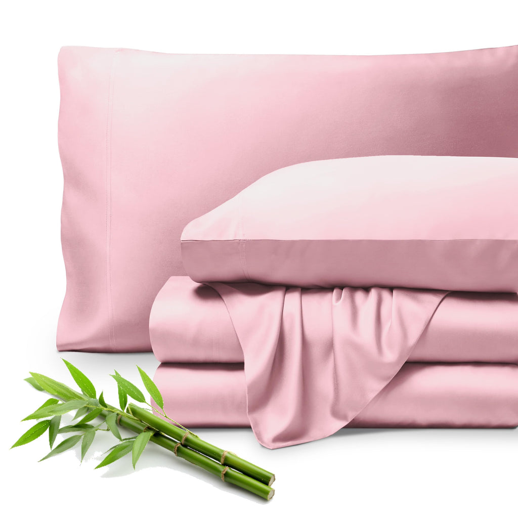 Bare Home 100% Rayon Made from Bamboo Split Head Flex King Sheet Set - 4 Piece Bedding Set - Deep Pockets - Breathable - Easy Fi