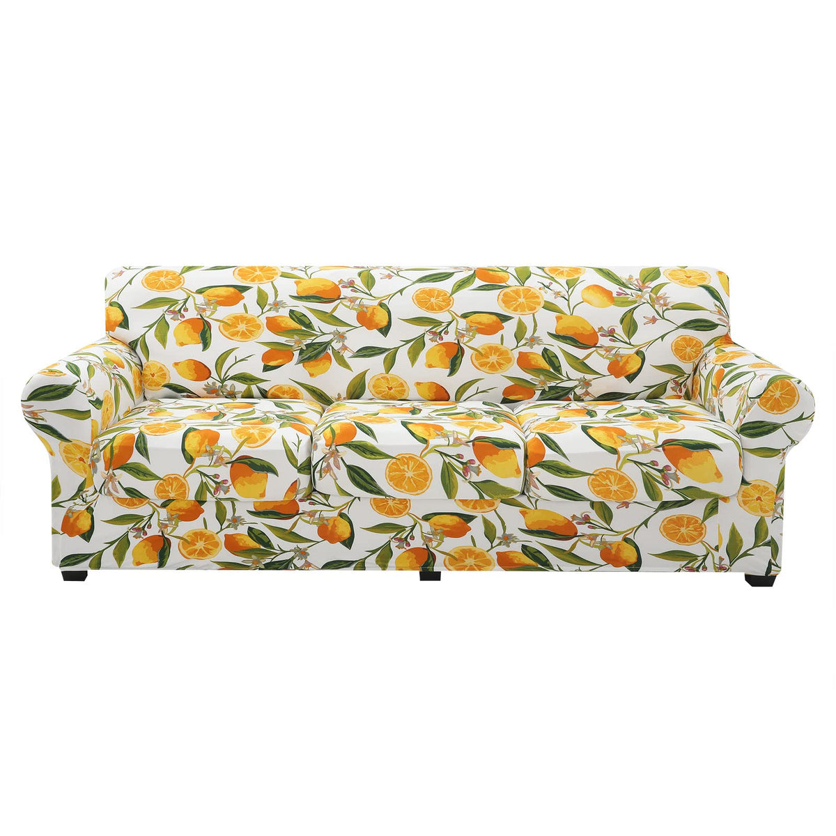hyha Couch Cover, Floral Pattern, Stretch, Printed, 4 Pieces, Sofa Slipcovers, for 3 Separate Cushion Couch, Washable Furniture 