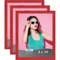 Icona Bay 8x10 Picture Frames (Red, 3 Pack), Colored Solid Wood Scandinavian Style Frames for Photo, Pizzazz Collection