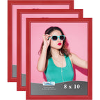 Icona Bay 8x10 Picture Frames (Red, 3 Pack), Colored Solid Wood Scandinavian Style Frames for Photo, Pizzazz Collection
