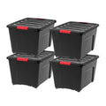 IRIS USA 54 Qt Stackable Plastic Storage Bins with Lids, 4 Pack - BPA-Free, Made in USA - Garage Organizing Solution, Latches, D