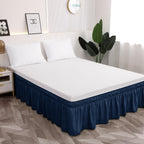 Toodou Navy Blue King Bed Skirt - Hotel-Quality Ruffles for King Beds with 16'' Drop - Elastic Wrap Around Dust Ruffle King Beds