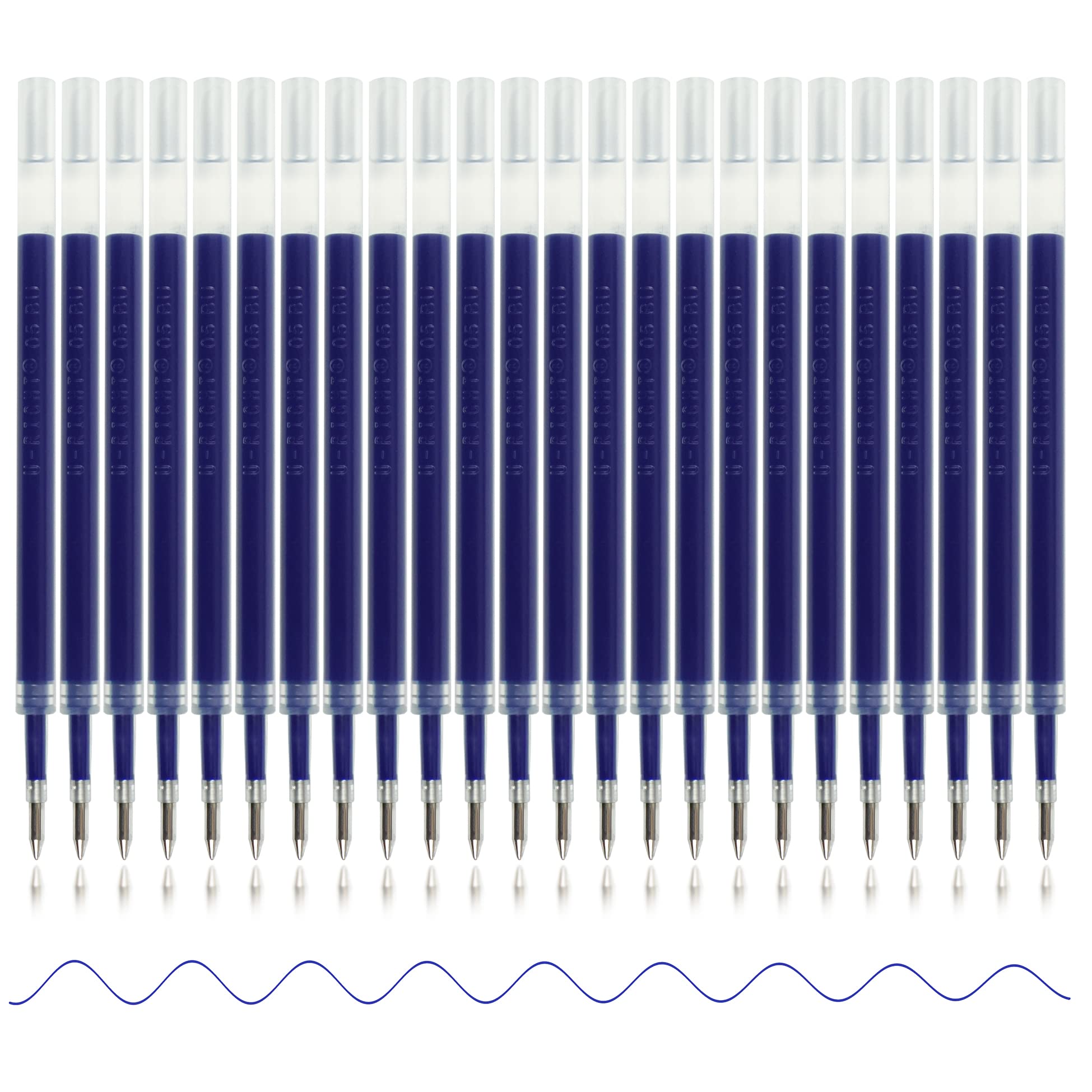 U-Right 24 Pcs Retractable Blue Gel Ink Refills, 0.5 Mm Point Blue Ink