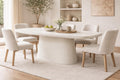 Bello Stucco Lime Plaster Dining Table, 200X100X76 Cm, Oval Shape, Pedestal Base