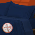 Texas Linen Co. Luxury Egyptian Cotton Full Stripe Sheet Set, 600 Thread Count Extra Long Staple 4 Pc Set, Full Navy Blue Damask