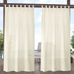 Exclusive Home Miami Semi-Sheer Indoor/Outdoor Hook-and-Loop Tab Top Curtain Panel Pair, 54''x96'', Ivory