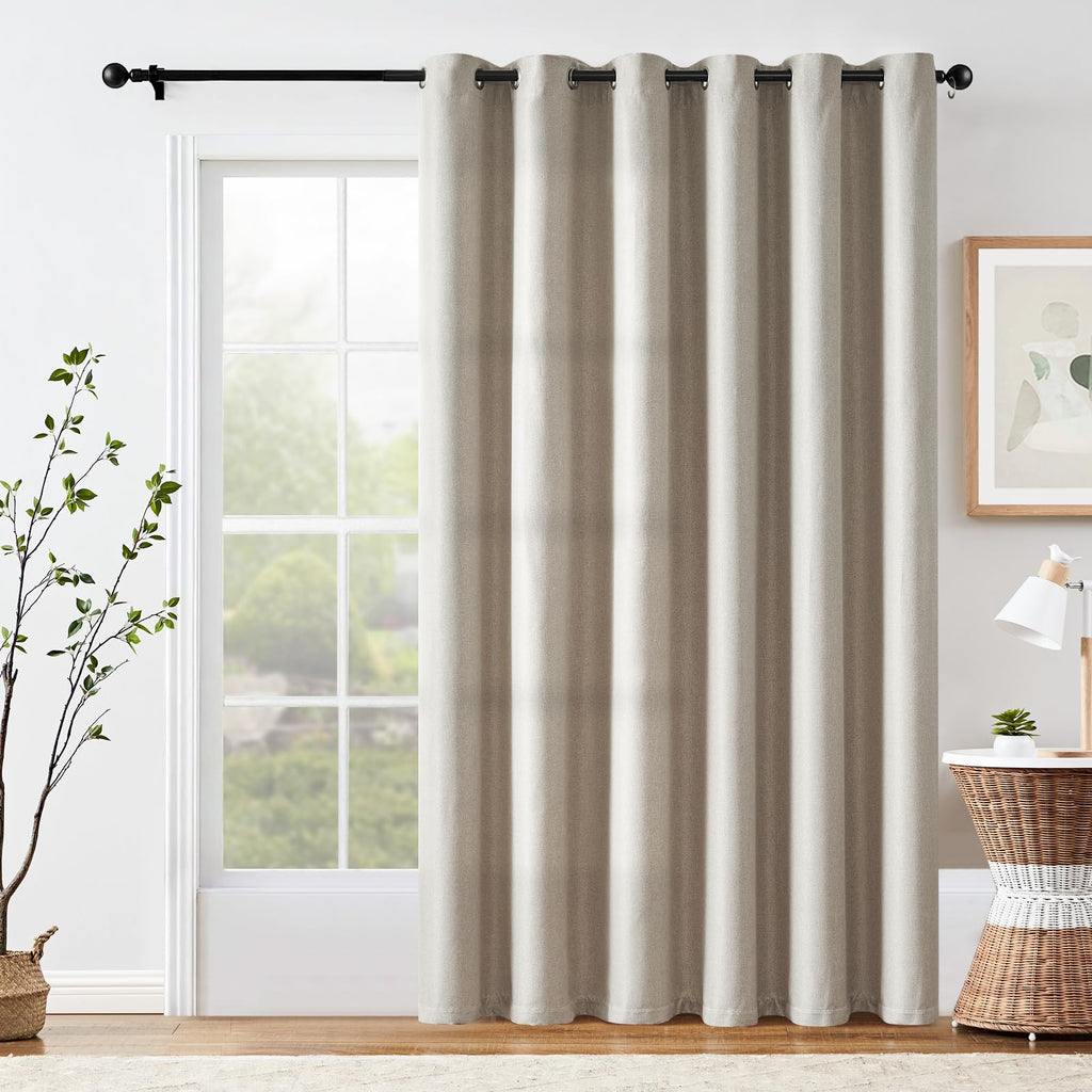 Jinchan Blackout Curtain 90 Inch Length Beige Curtain For Bedroom Living Room Curtain 1 Panel Greyish Beige Texture Curtain Grommet Top Window Drape 84 Inches Wide By 90 Inches Long