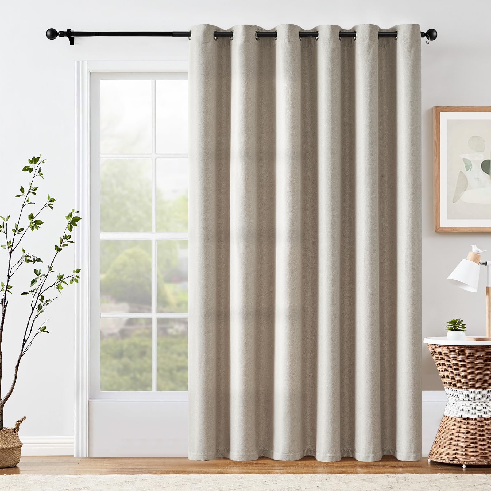 Jinchan Blackout Curtain 90 Inch Length Beige Curtain For Bedroom Living Room Curtain 1 Panel Greyish Beige Texture Curtain Grommet Top Window Drape 84 Inches Wide By 90 Inches Long