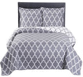 Royal Tradition Meridian-Grey Reversible Coverlets, Twin Xl Over-Sized 2Pc Quilt Set (68-Inch Wide X 90-Inch Long) Lightweight B