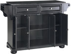 Crosley Furniture Alexandria Granite Top Rolling Kitchen Island Storage Cart, Microwave Stand, Spice Rack, Black
