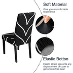 Jqinhome Black Chair Covers For Dining Room Set Of 6, High Stretch Removable Washable Parsons Chair Slipcover For Home Party Hotel Wedding Ceremony (6Pcs, Geometric)