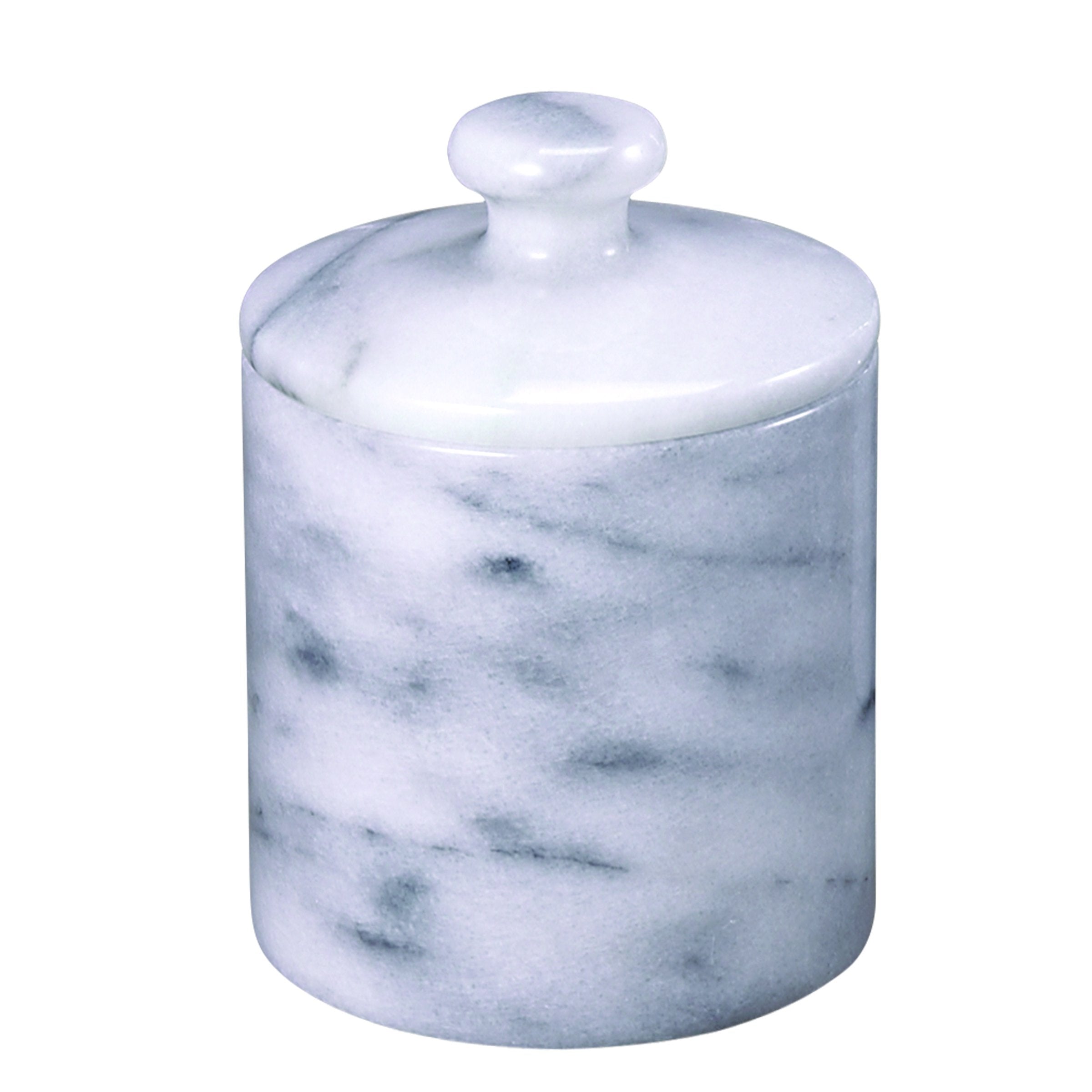 Creative Home White Marble SPA Cotton Ball Holder, 3-5/8 Diam. x 4-3/4 H