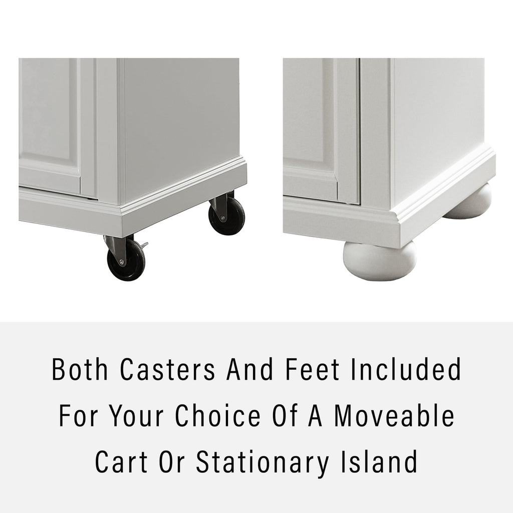 Crosley Furniture Alexandria Stone Top Rolling Kitchen Island Storage Cart, Microwave Stand, Spice Rack, White