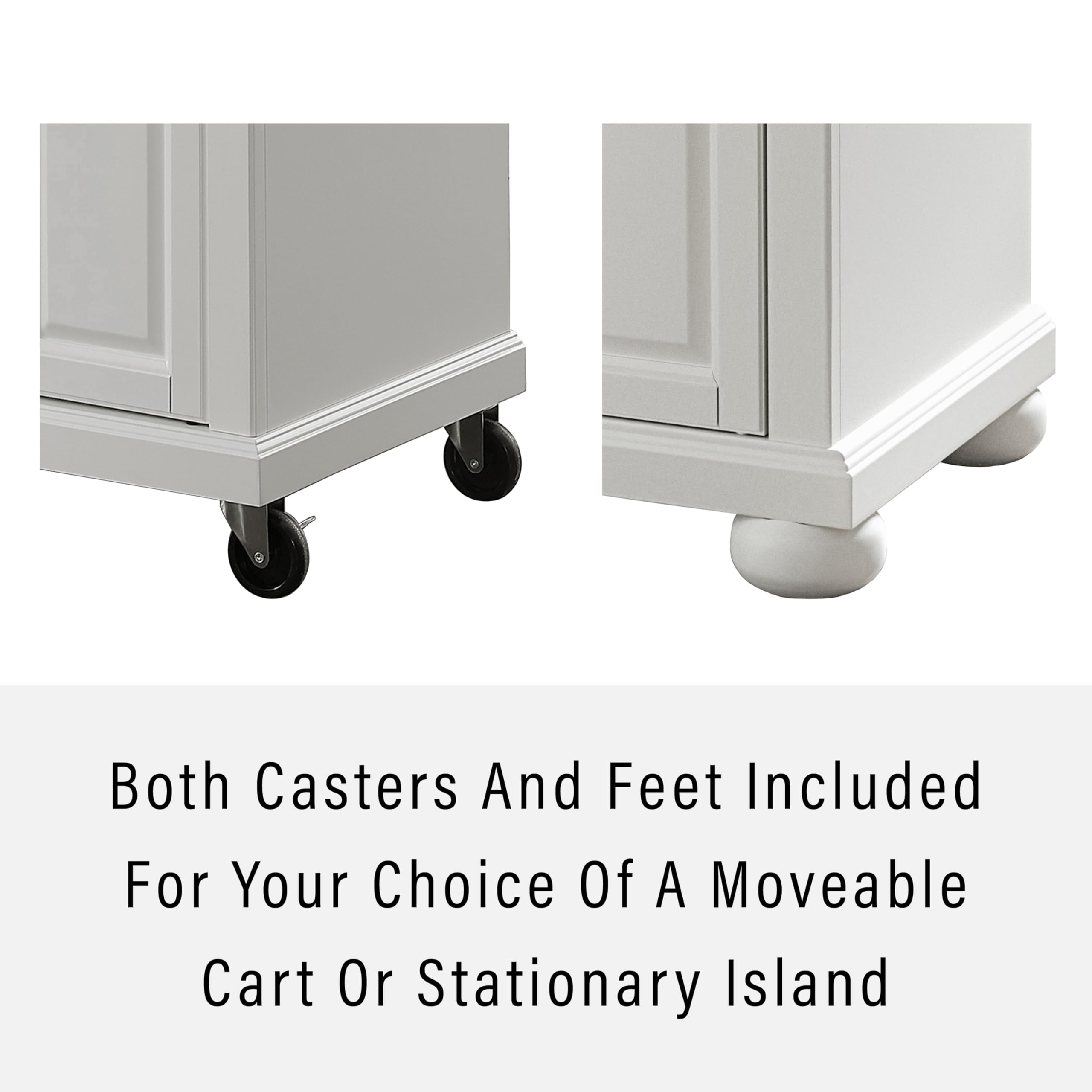Crosley Furniture Alexandria Stainless Steel Top Rolling Kitchen Island Storage Cart, Spice Rack, White