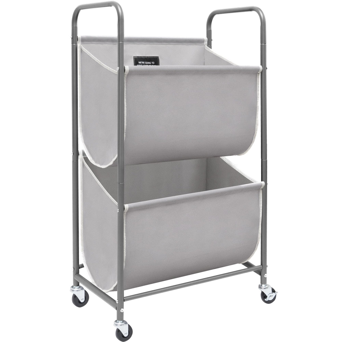 STORAGE MANIAC 80 Liters Vertical Rolling Laundry Hamper, 2 Section Laundry Sorter with Wheels and 2 Breaks, 2-tier Laundry Bask