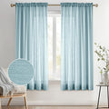 Melodieux Blue Semi Sheer Curtains 72 Inches Long For Bedroom, Living Room Linen Look Privacy Window Rod Pocket Sheer Drapes, 52