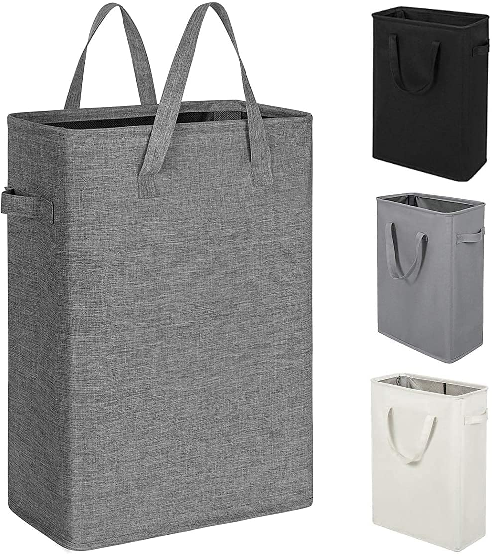 ZERO JET LAG Slim Laundry Hamper With Handles Collapsible Laundry Basket Thin Dirty Clothes Basket Narrow Laundry Bag Foldable D
