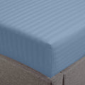 Feather & Stitch 100% Cotton 1 Piece Damask Stripe California King Fitted Sheet 500 Thread Count Blue 18 Inch Extra Deep Pocket Luxury Sateen Weave Stretchable Boxer Elastic Fits Mattress Perfectly