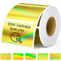Thermal Sticker Labels 2.25 X 1.25, 500 Gold Holographic Printable Thermal Stickers For Logo Stickers, Name Tag, Thanks You Card